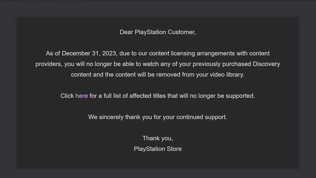 Playstation Discovery Ending Agreement