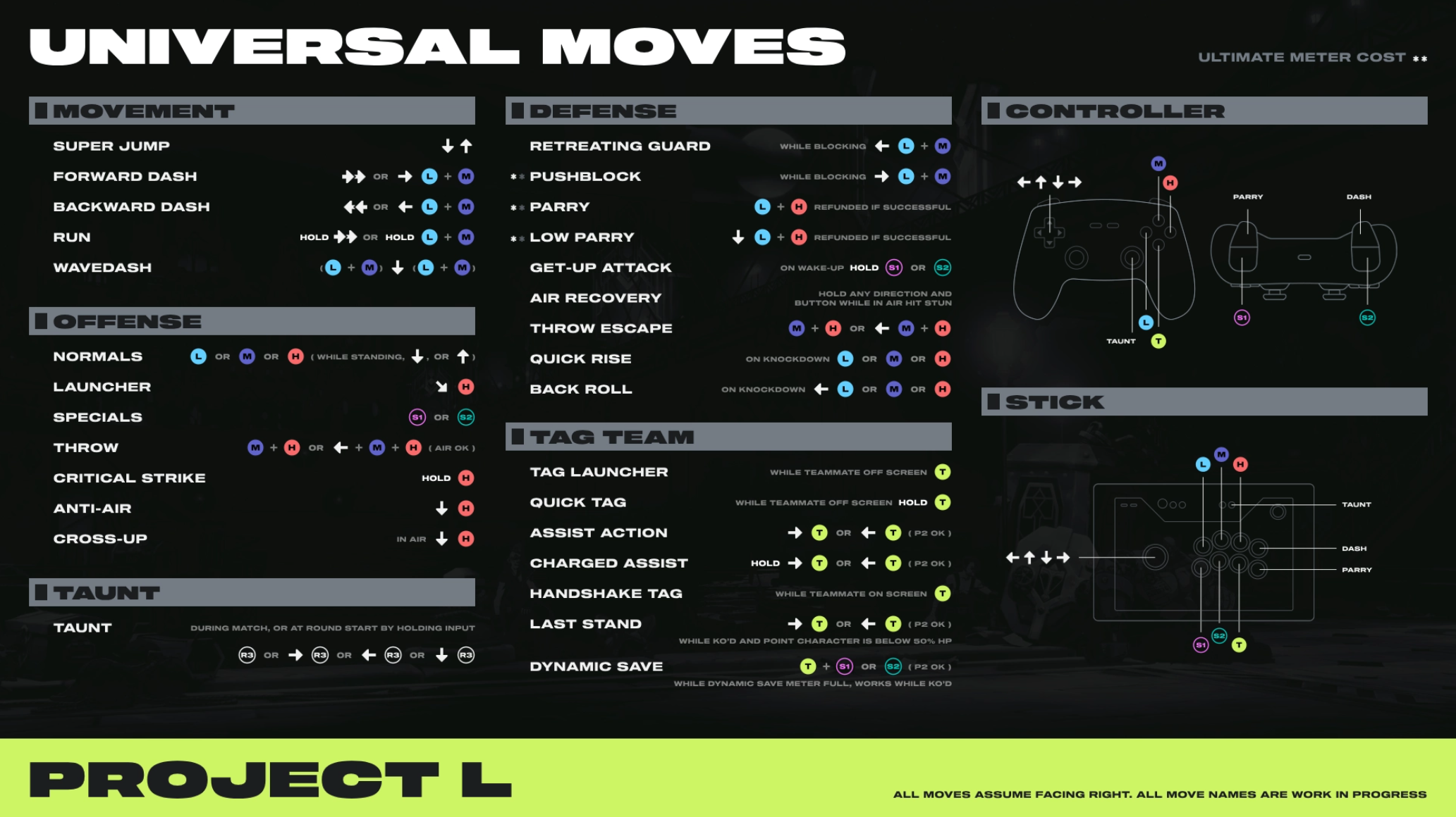 Project L Universal Moves