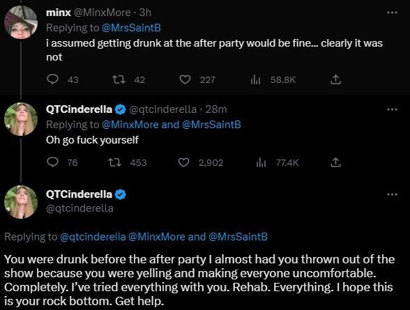 QT Goes off on minx