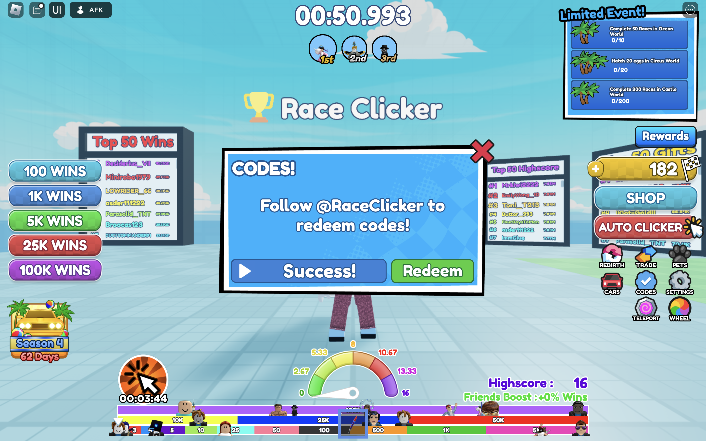 Race Clicker How To Redeem Codes