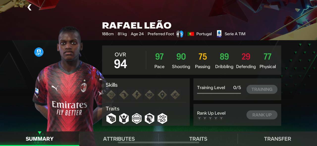 rafael leao 94 fc mobile