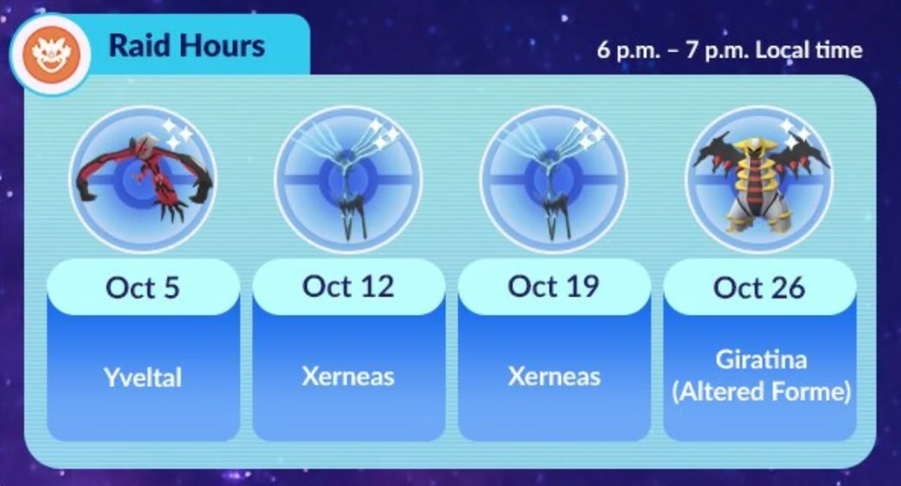 Pokémon GO October Content Update Raid Hours Niantic