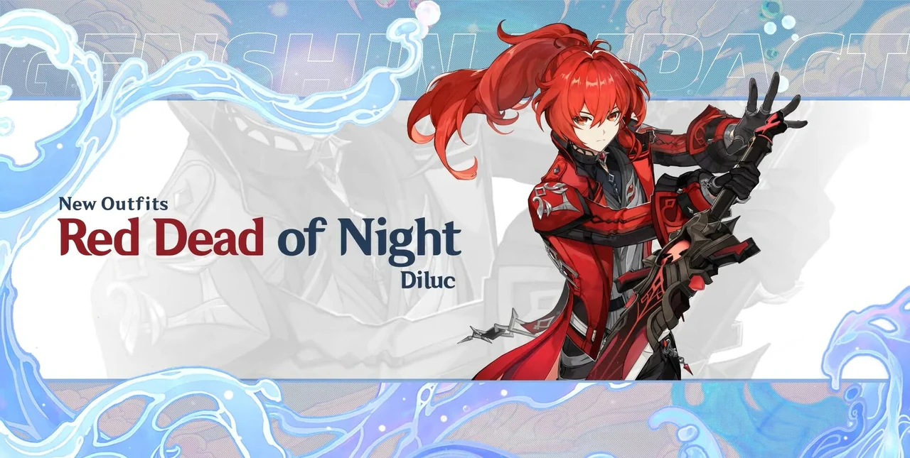 Red Dead of Night Diluc New skin Genshin Impact Summer Fantasia