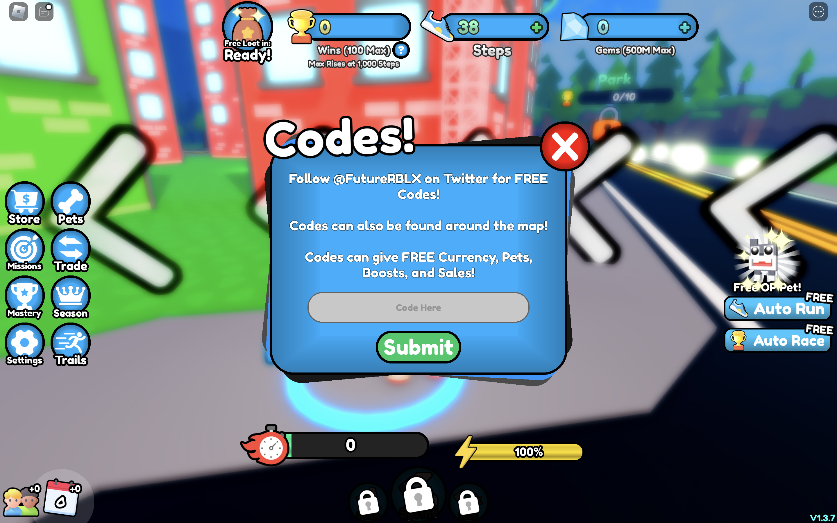 redeem codes in sprinting simulator