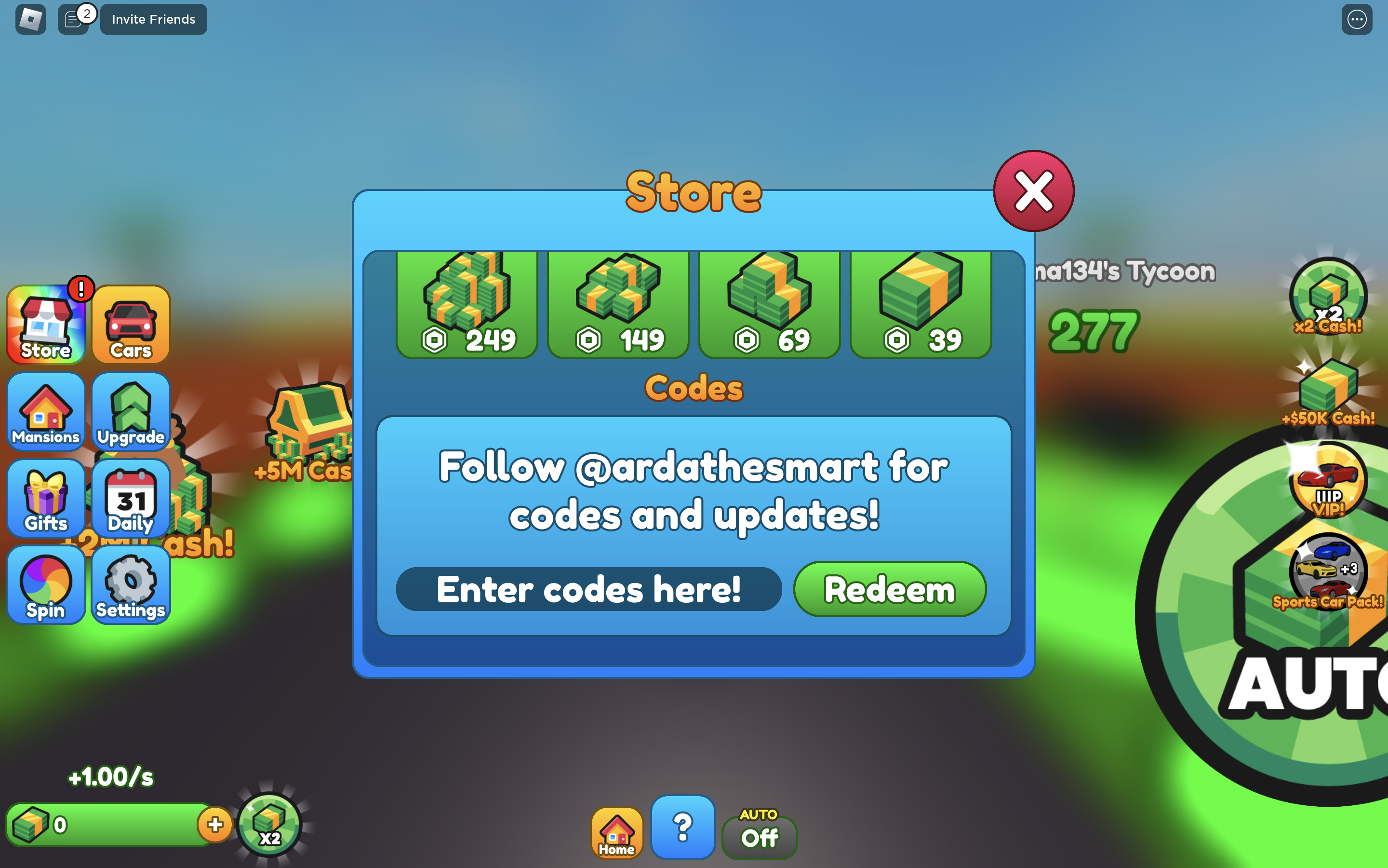 Redeem Codes In Tropical Mansion Tycoon