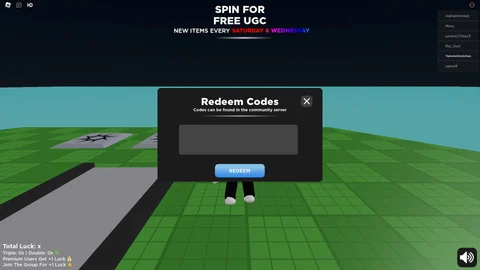 Redeem Codes Spin for free UGC