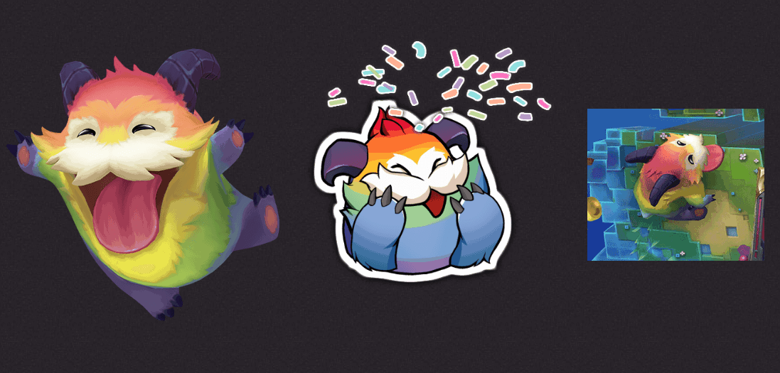 Regenbogen Poro Beschützer und Sticker im neuen Legends of Runeterra Patch 1.2