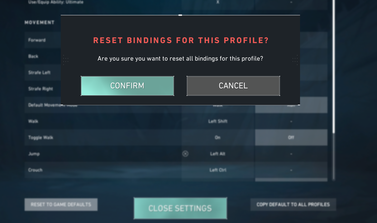 Valorant Reset Bindings