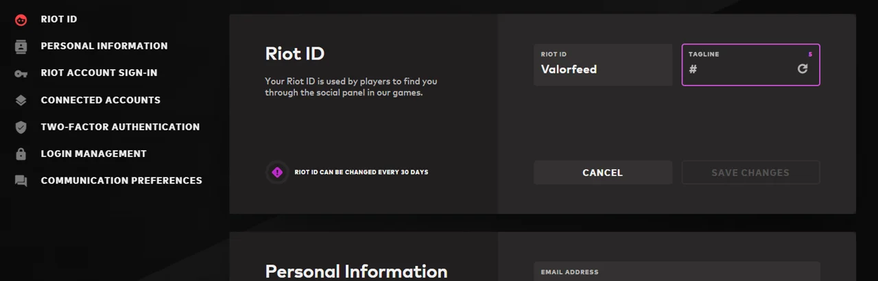 Riot ID Settings