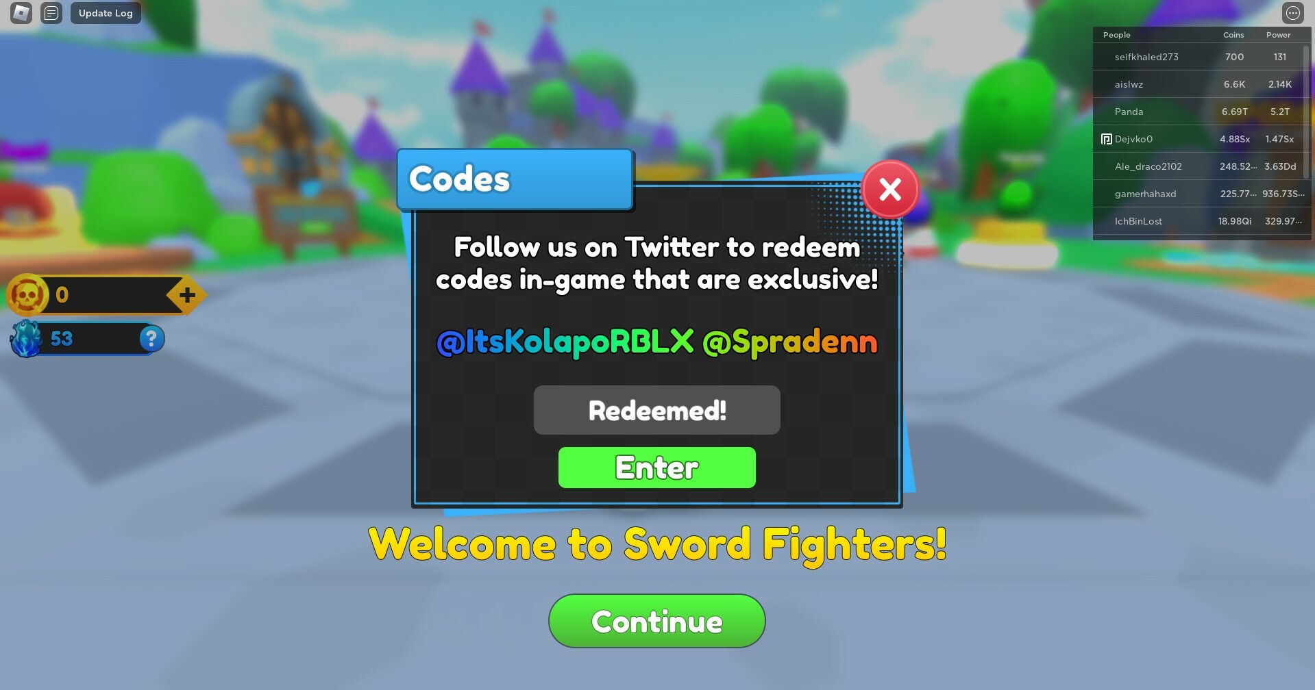 Sword Fighters simulator codes March 2023