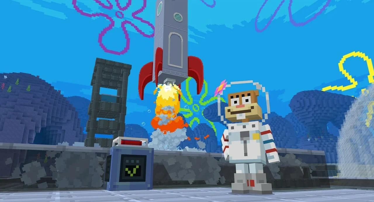 Take to the skies with Sandy's rocket! Spongebob Squarepants Minecraft Mojang