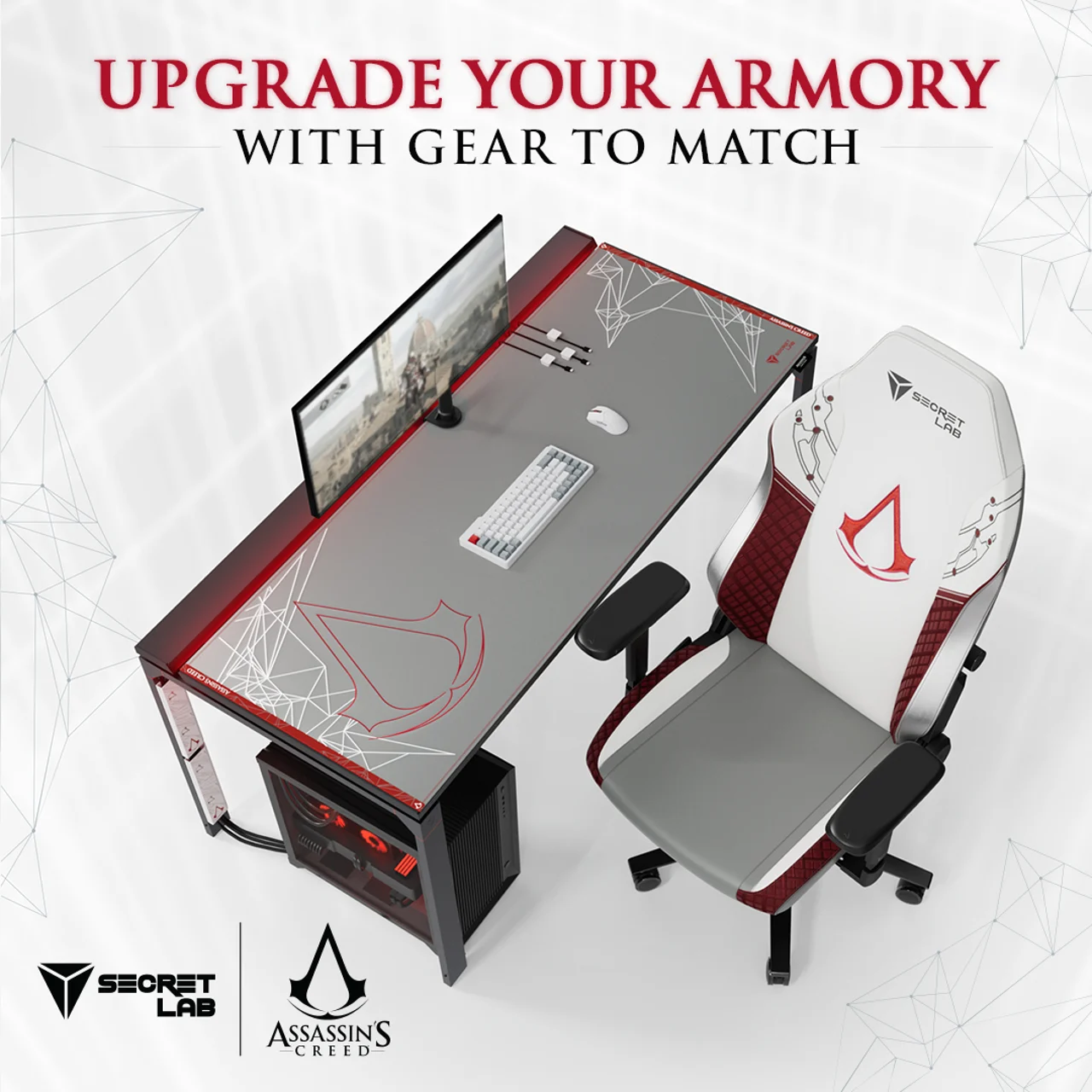 Assassin's Creed x Secretlab TITAN Evo 2022 chair and MAGNUS desk accessories