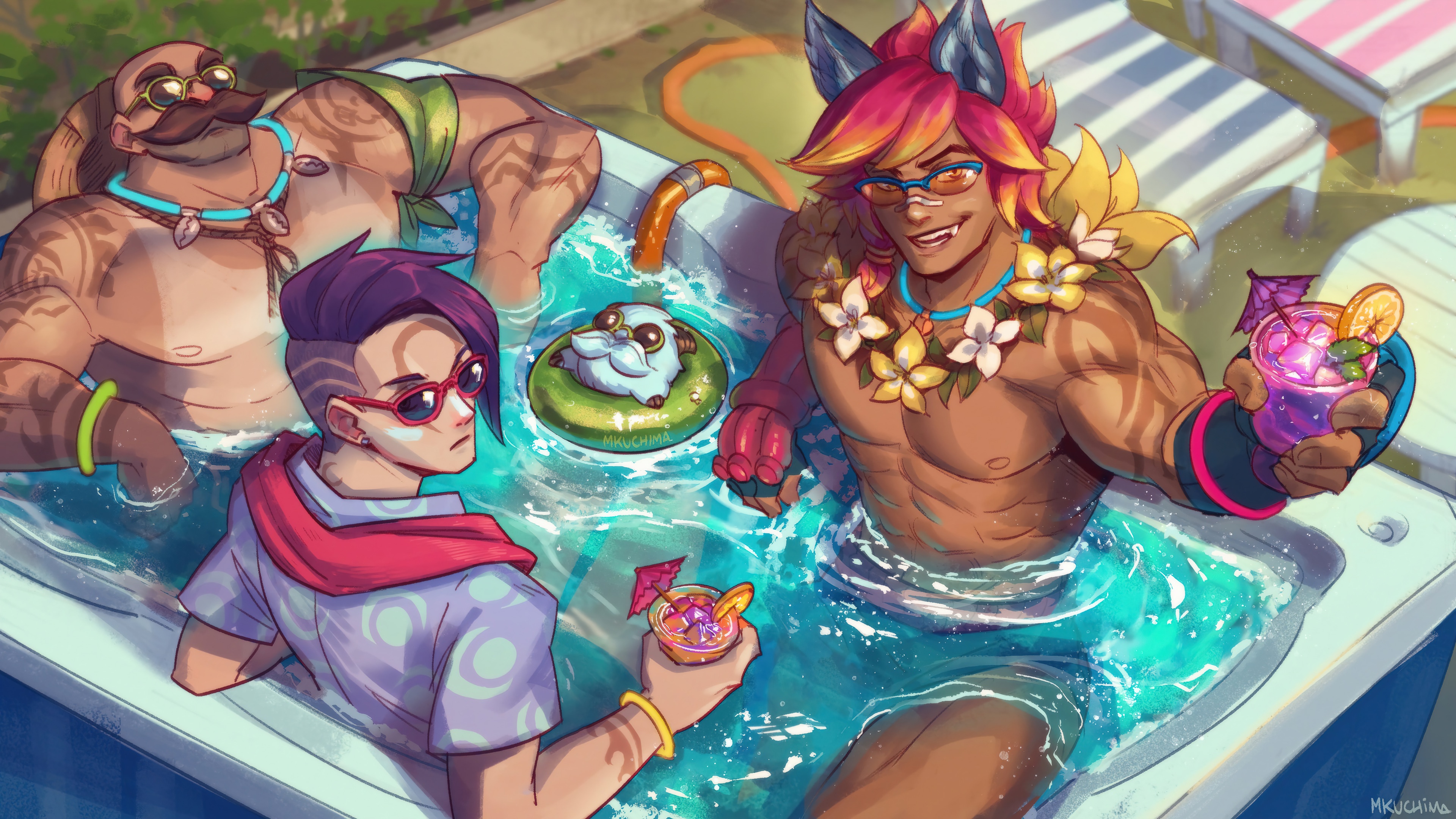 Sett and Aphelios Pool Party