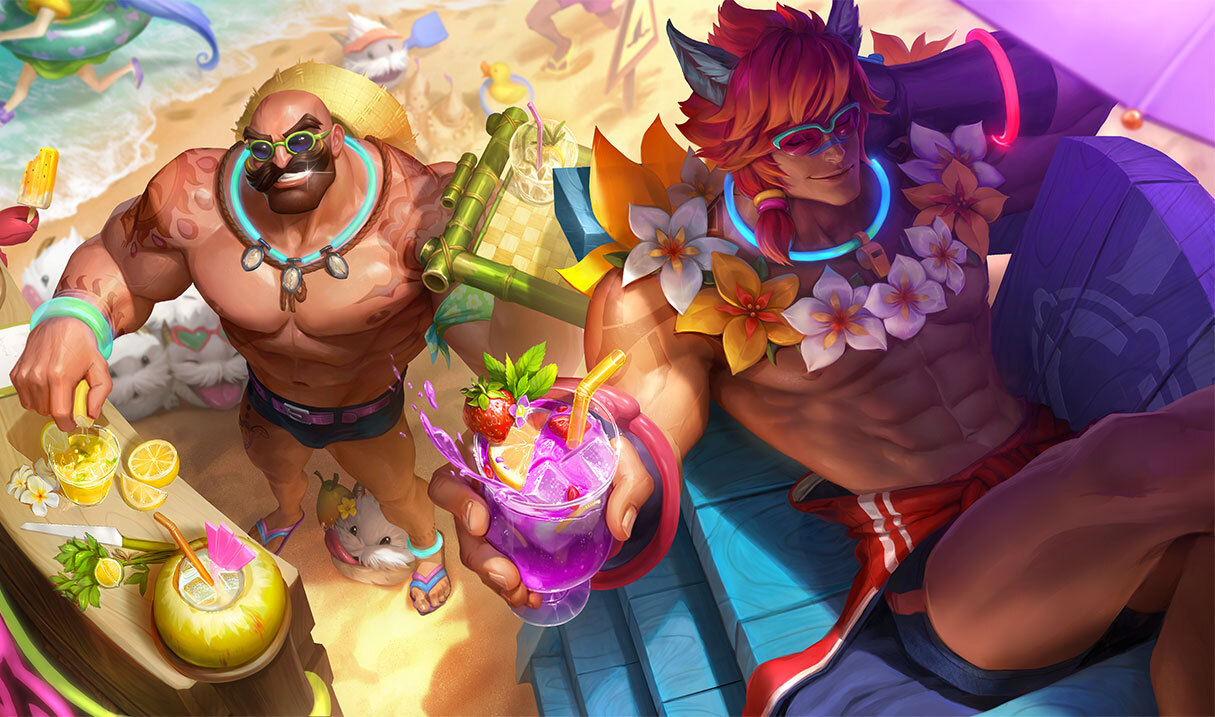 Sett and Braum Pool Party Skins