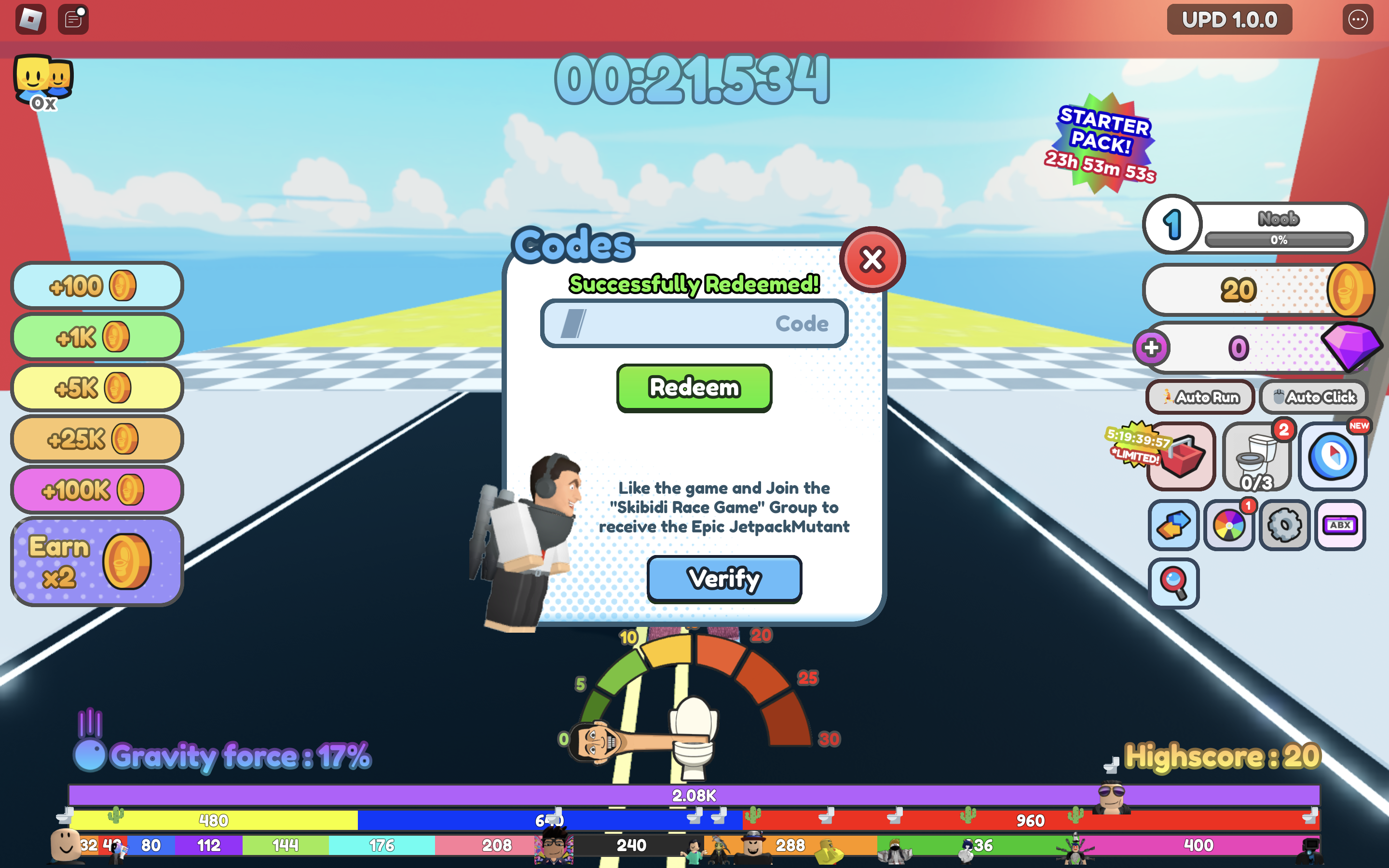Skibidi Race Simulator How to redeem codes