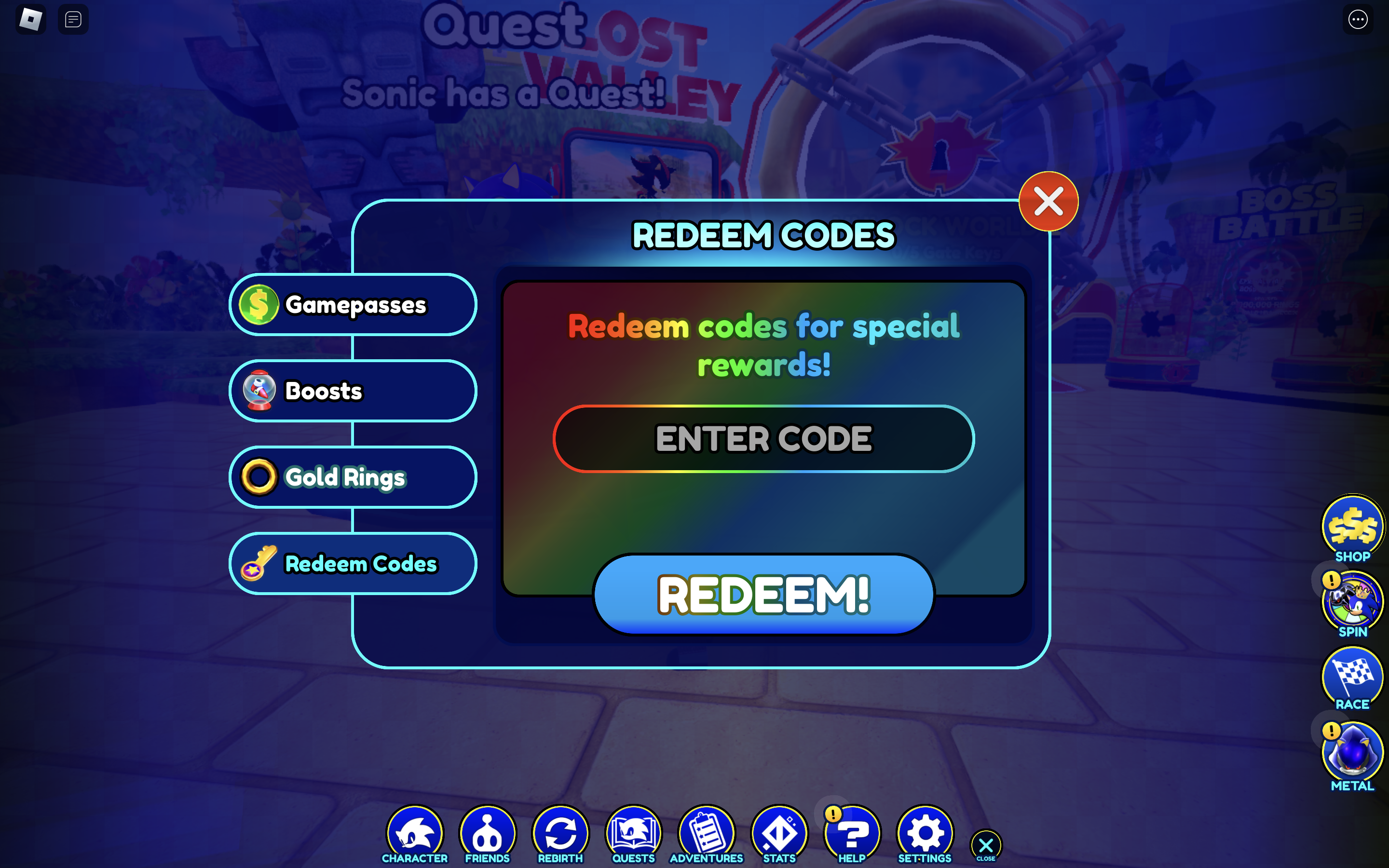 Sonic Speed Simulator How To Redeem Codes