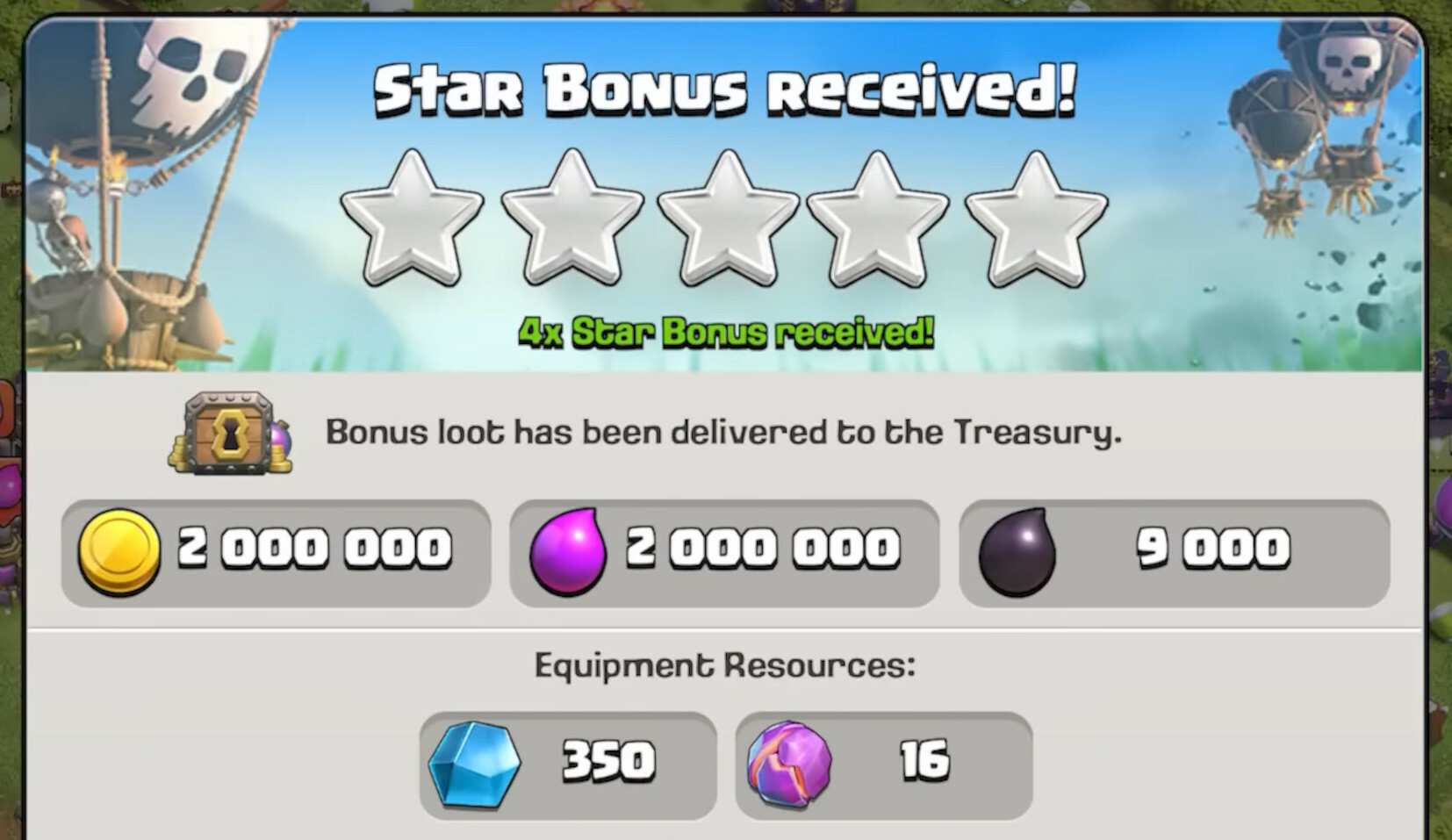 Clash Of Clans Ore Star Bonus Rewards