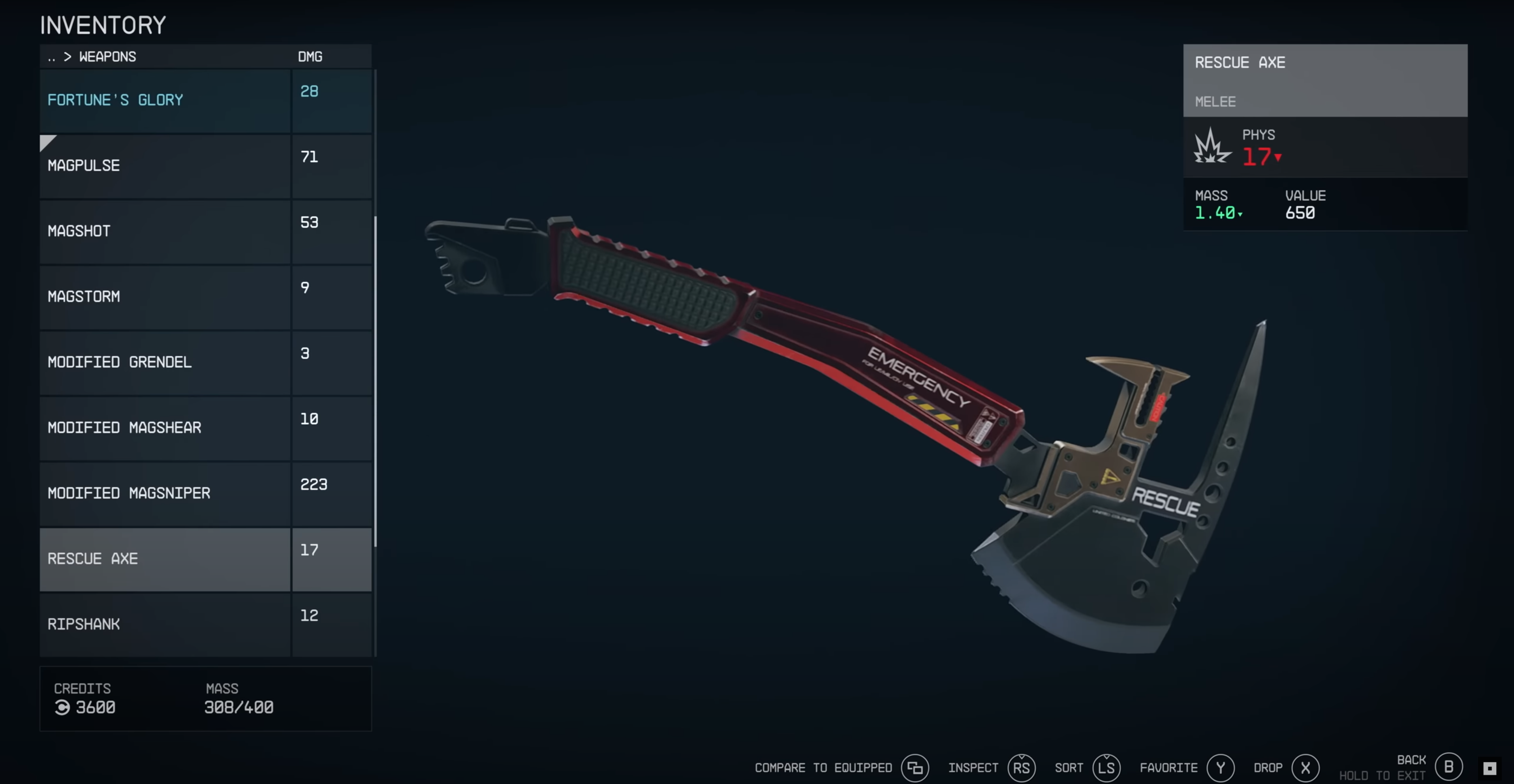 Starfield Rescue Axe