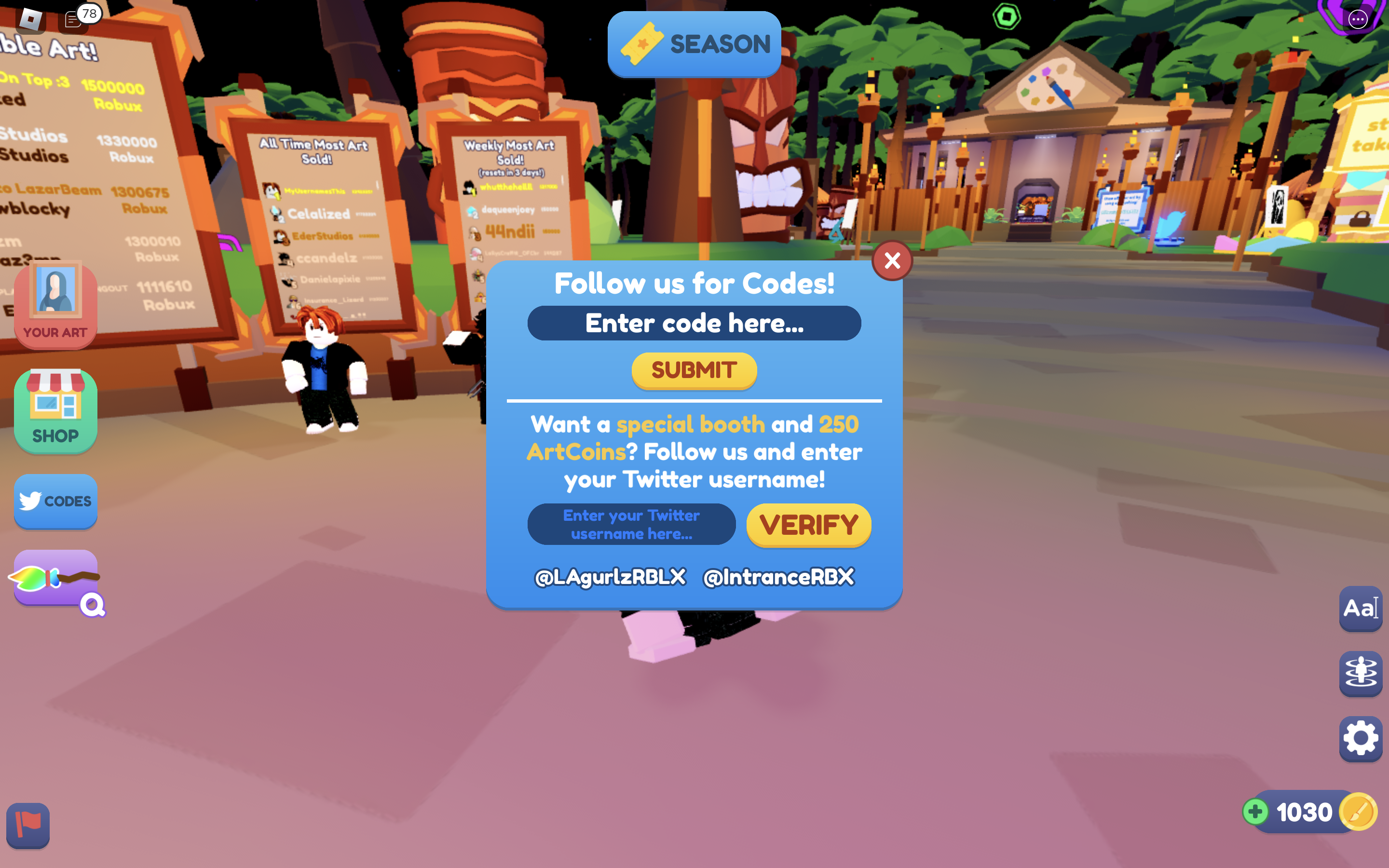 Starving Artists redeem codes