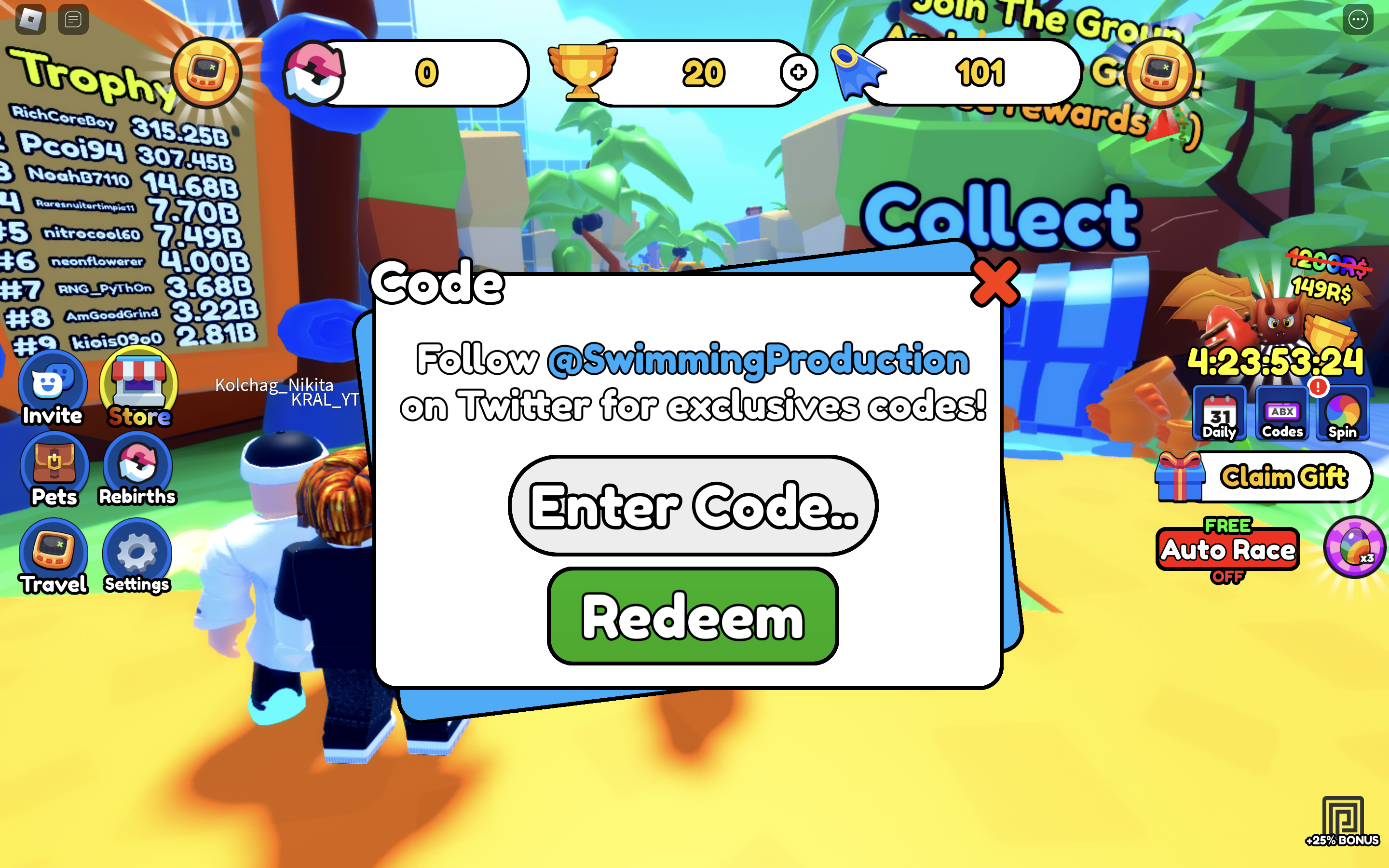 swimming simulator redeem codes