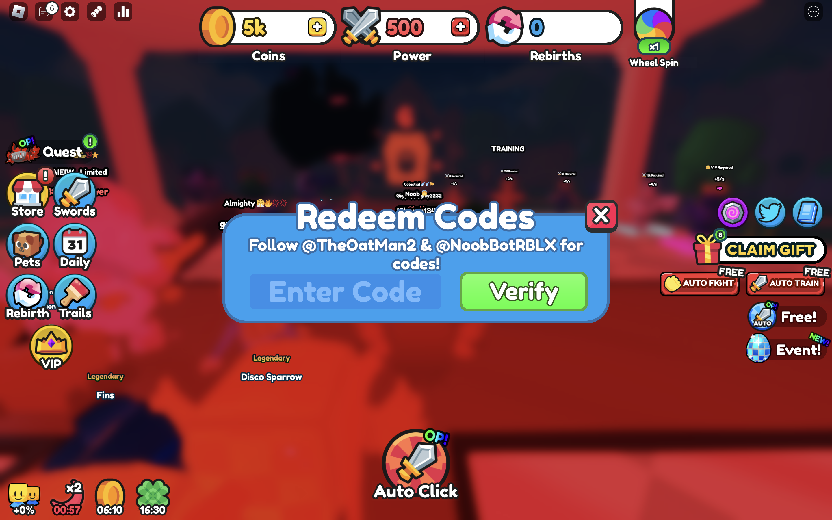 sword clickers simulator redeem codes