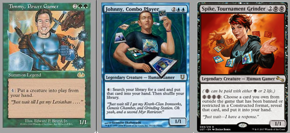 timmy johnny spike characters represented as mtg cards