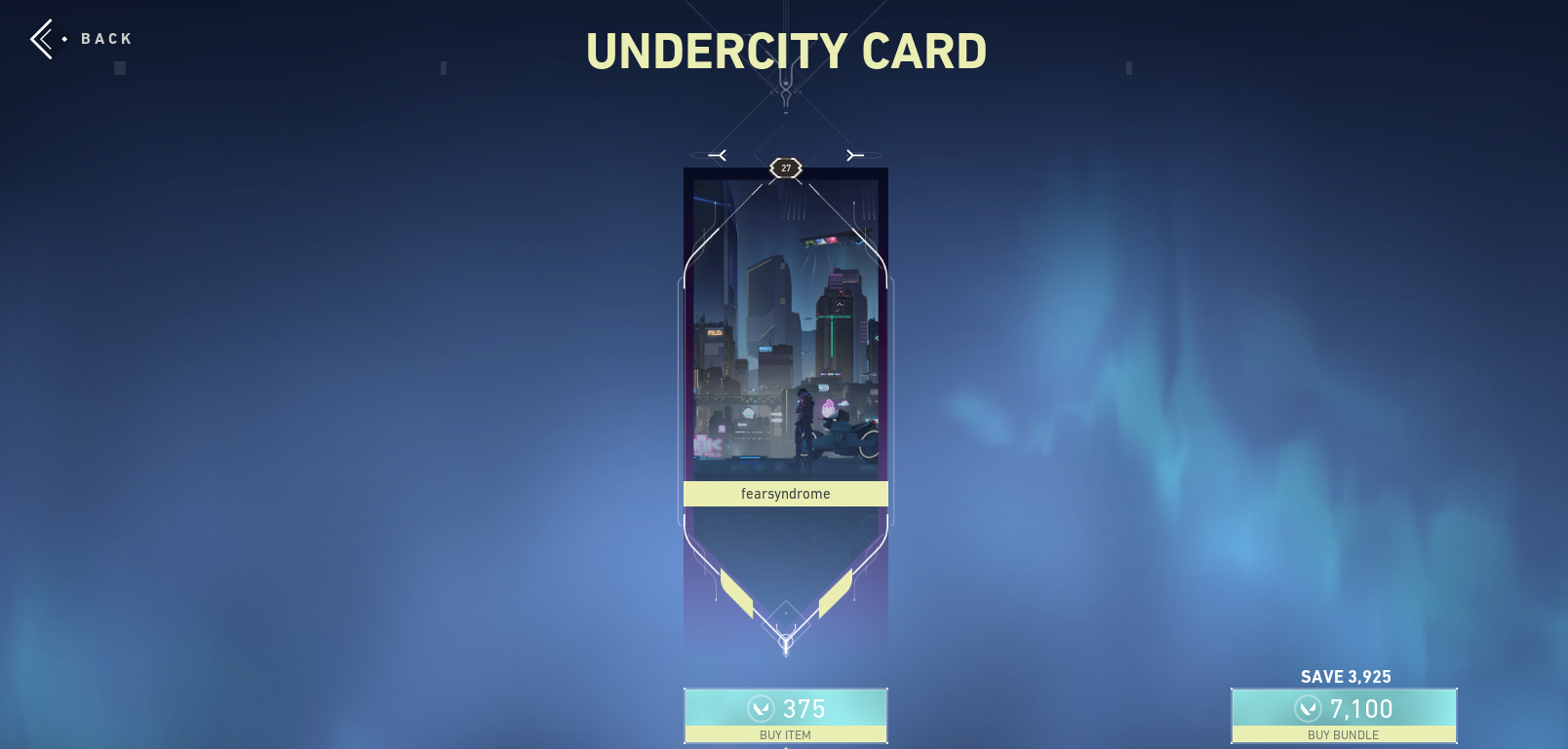 Undercity Player Card