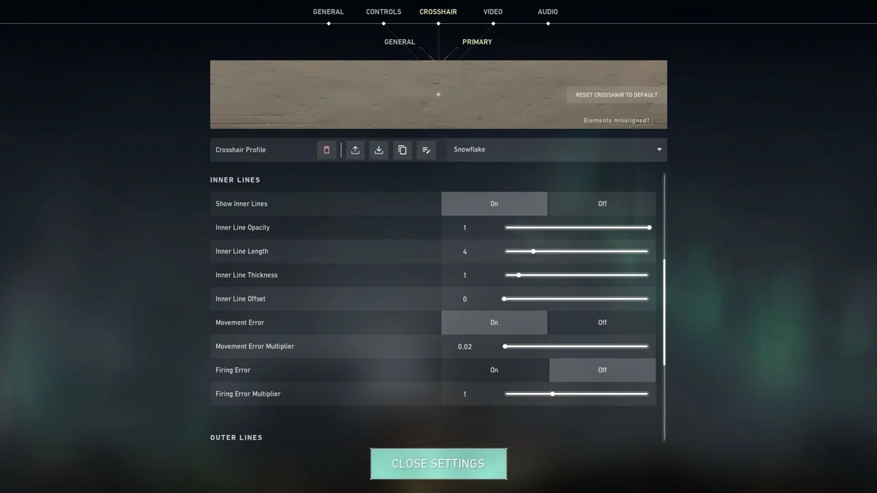 Valorant Change Crosshair Settings