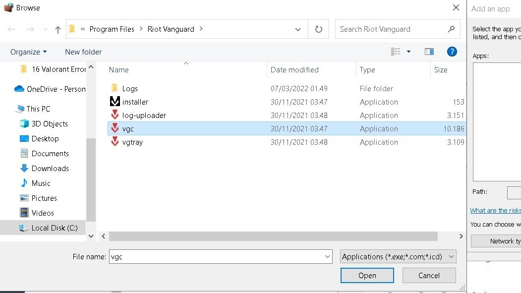 Valorant Vanguard Firewall