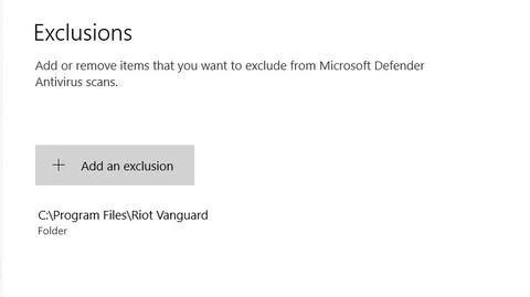 Valorant Virus Vanguard Exclusions