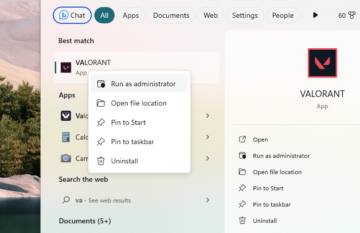 Run As Administrator Valorant