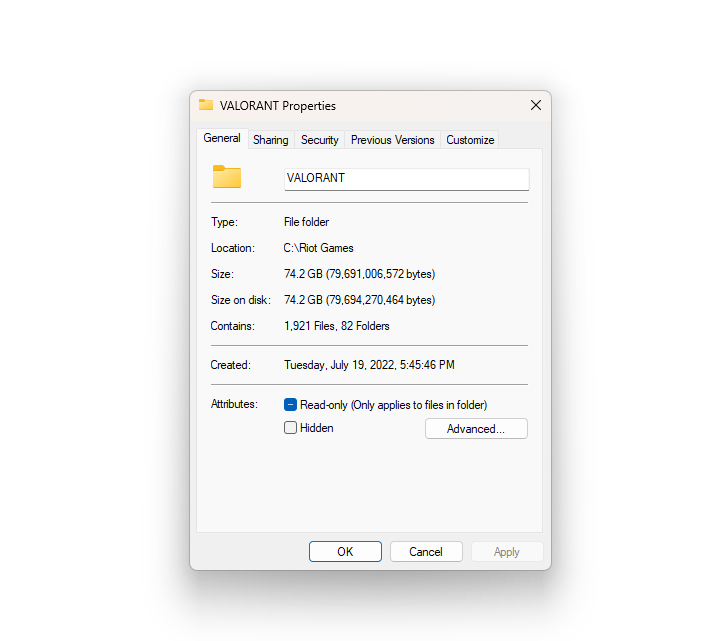 Valorant Actual File Size