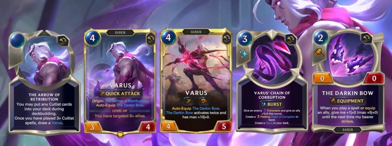 Legends of Runeterra Varus Champion Main Card Darkin Saga 'Domination' Expansion Guide Riot Games