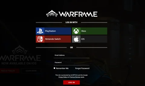 Warframe Select Login Method