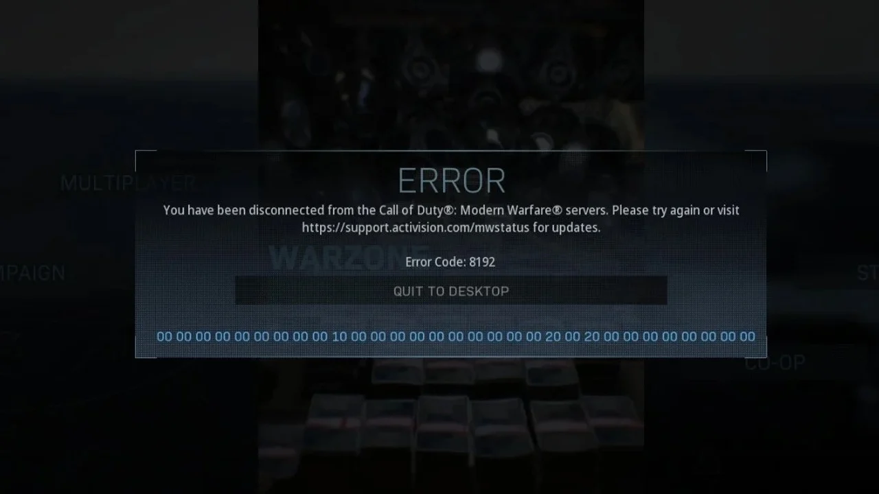 Warzone Error Code 8192