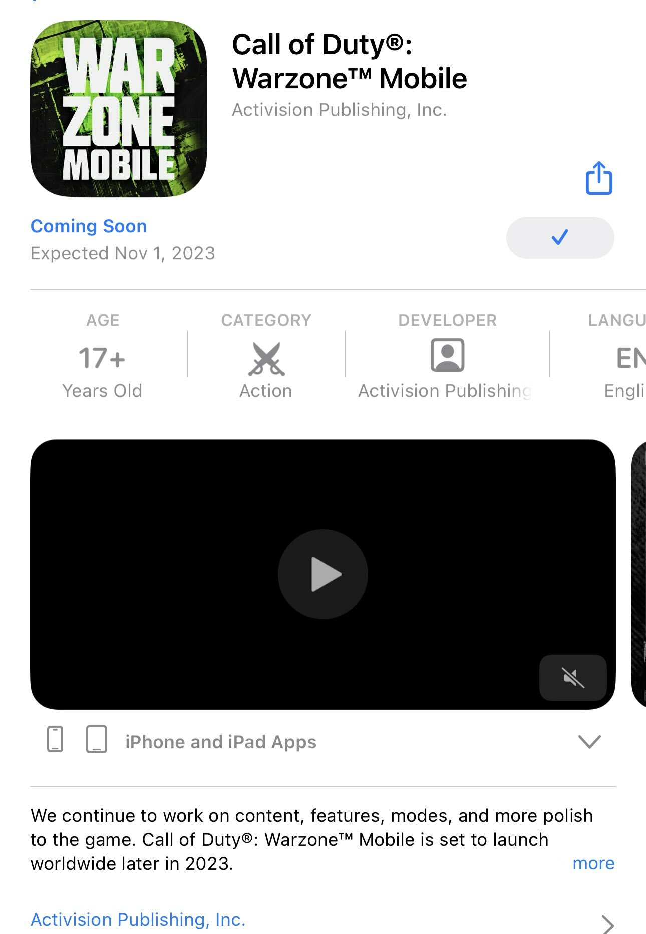 Warzone Mobile App Store