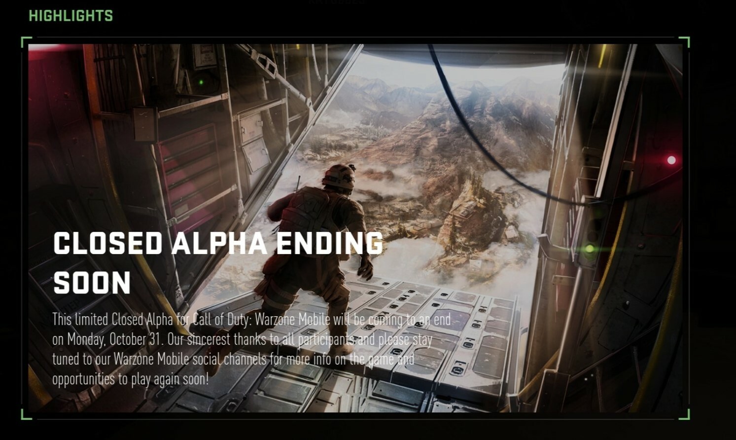 Warzone Mobile closed alpha ending