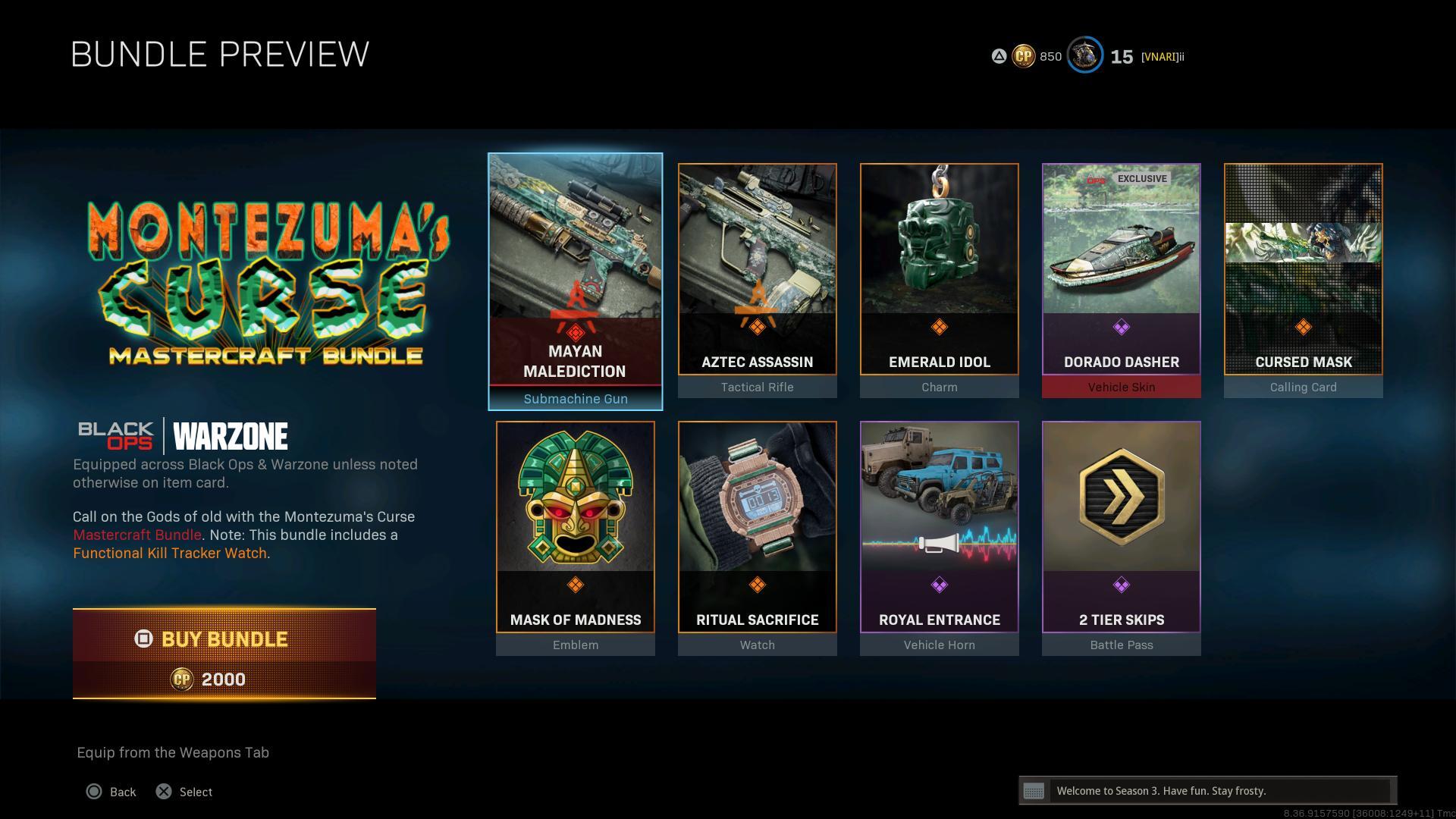Warzone Montezumas Curse Mastercraft Bundle