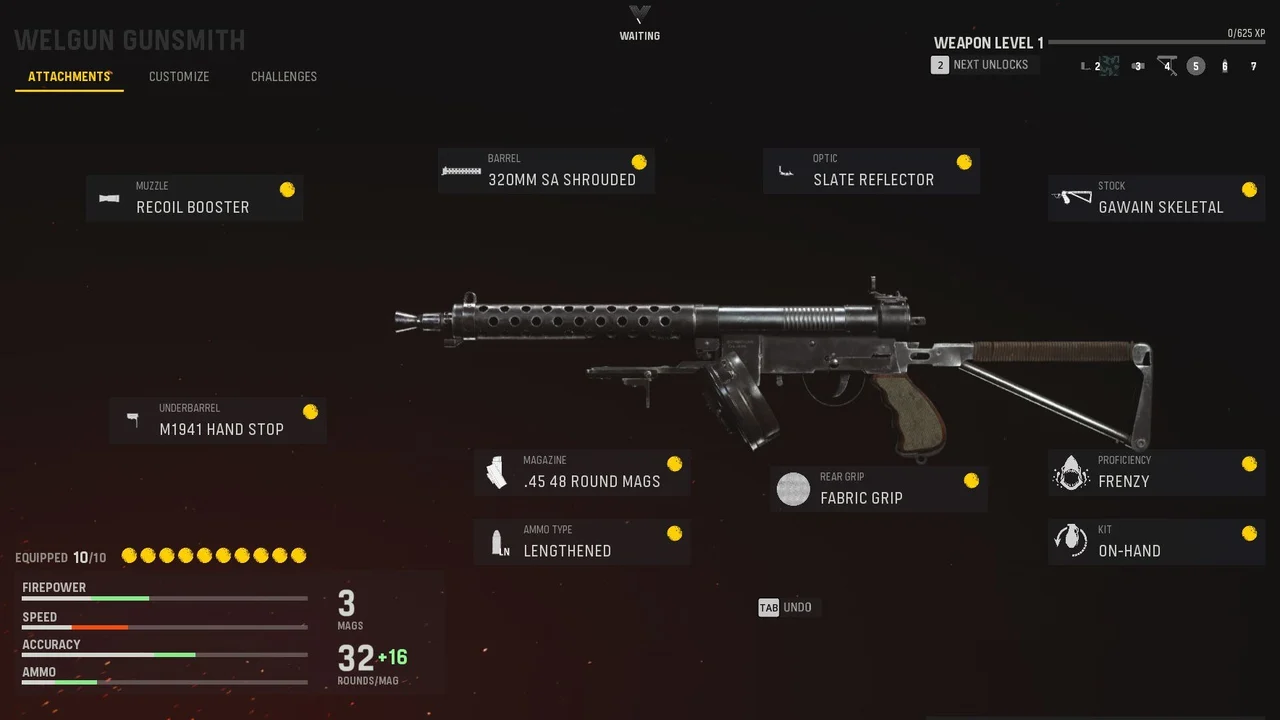 Configuración de Welgun Warzone