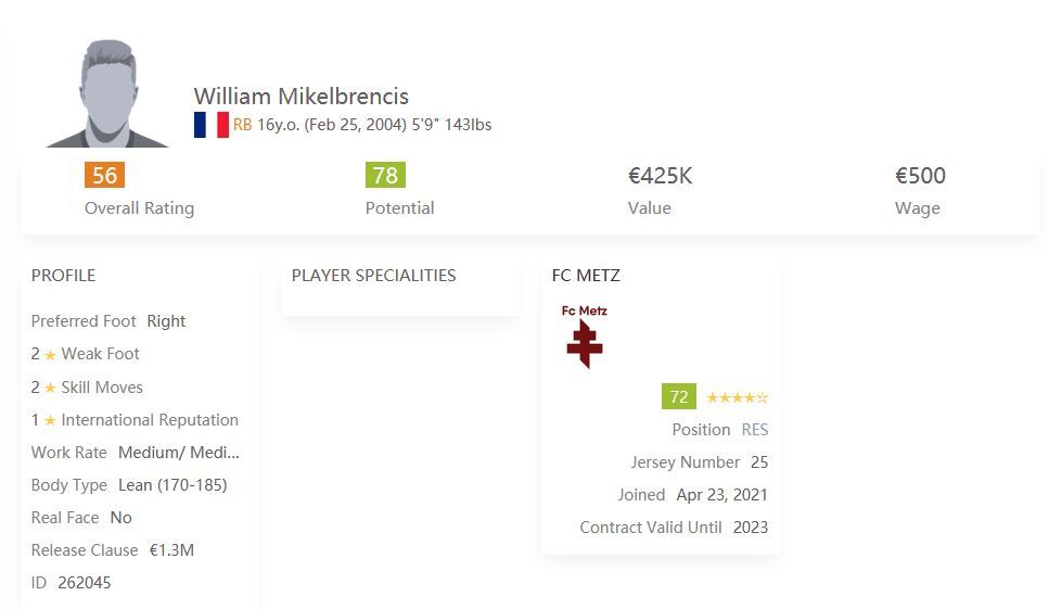 William Mikelbrencis Talents FIFA 21 ENG