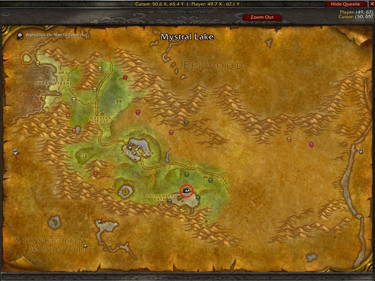 Mapa de World of Warcraft de Ashenvale