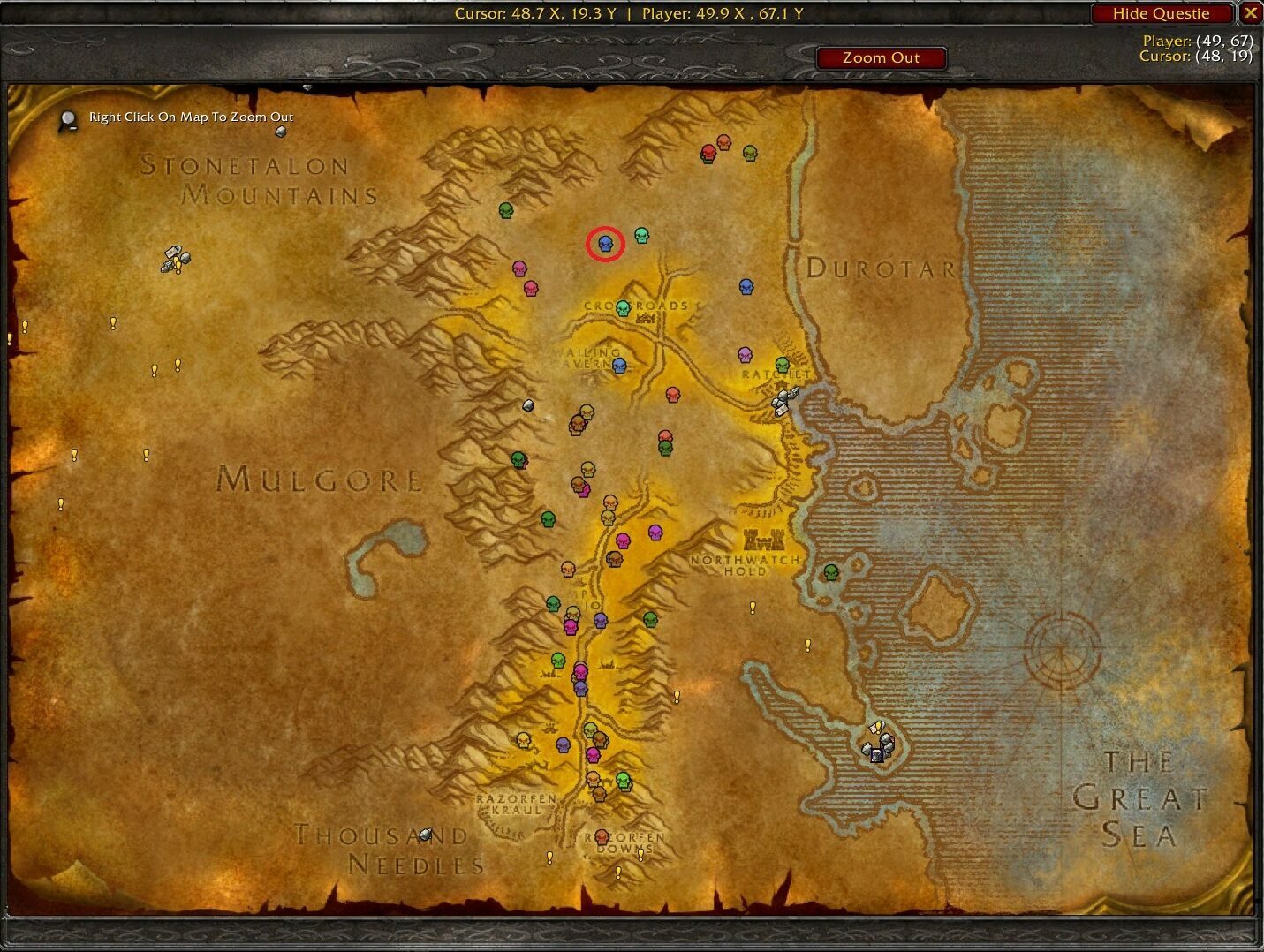 Mapa de Los Baldíos en World of Warcraft