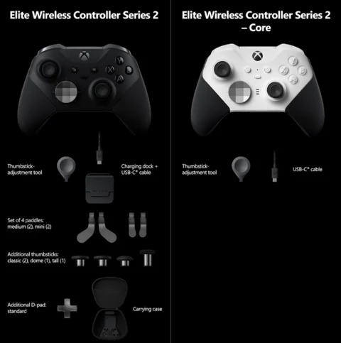 Xbox Controller Elite Series 2 Core und Normal im Vergleich