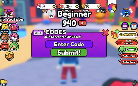 You Tuber Battles Simulator how to redeem codes