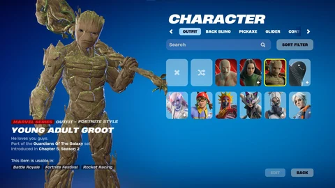 Young Adult Groot Fortnite