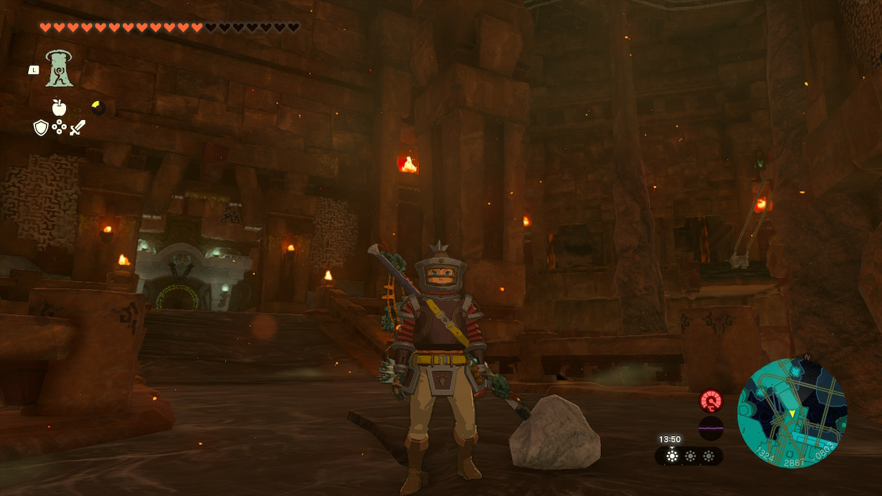 Link looking dapper in the Fire Dungeon in Tears of the Kingdom