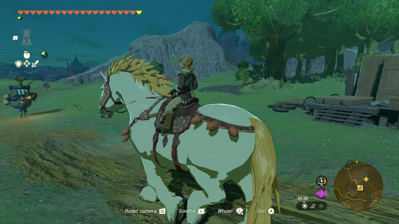 Zelda: Tears of the Kingdom Link on the giant white Stallion