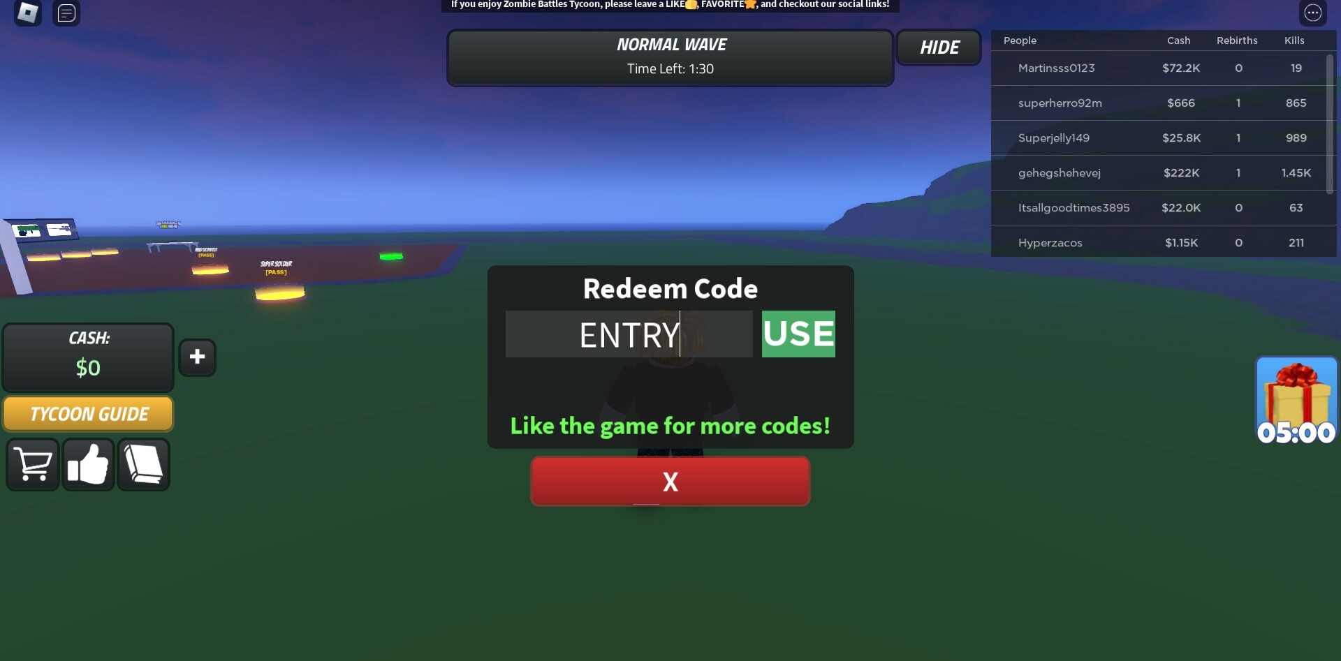 Zombie Battle Tycoon codes