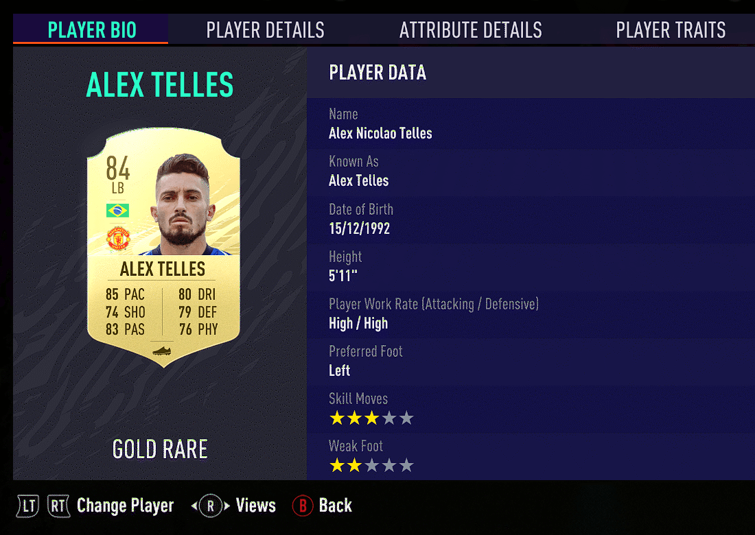 Alex telles card