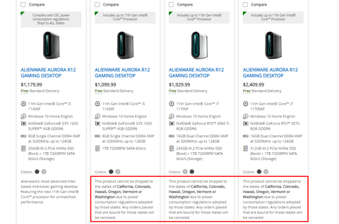 Alienware pc gaming banned us states